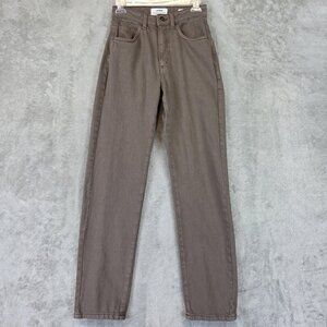 Cotton On Long Straight Leg Jeans Womens 2 Brown High Rise 100% Cotton Denim